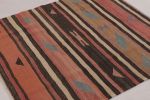 Vintage Persian Square Kilim, Stripes with Bold Tribal | Area Rug in Rugs by Rug and Kilim