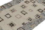 Modern Kilim rug in White, Blue Border, Geometric Patterns | Area Rug in Rugs by Rug and Kilim