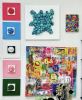 Turquoise abstract ball art on canvas | Sculptures by Mindy Williamson Art. Item composed of wood in boho style
