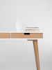 HEIM - White wooden desk with solid oak drawers, mid century | Tables by Mo Woodwork. Item made of oak wood