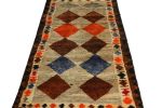 Vintage Gabbeh Tribal Runner in Gray with Brown, Orange | Area Rug in Rugs by Rug and Kilim