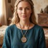 Mahavairocana Thangka Gold Zodiac Pendant Amulet Art | Ornament in Decorative Objects by Dynasty Artisan. Item made of metal works with contemporary & eclectic & maximalism style