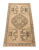 Vintage Oushak Rug in Beige-Brown, with Geometric Medallion | Area Rug in Rugs by Rug and Kilim