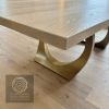 Cashmere White Brass Halo Table | Dining Table in Tables by YJ Interiors. Item composed of oak wood and brass in contemporary or eclectic & maximalism style