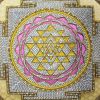 Handmade Original Artwork of Shri Yantra | Embroidery in Wall Hangings by MagicSimSim. Item composed of wood & cotton compatible with art deco style