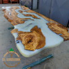 Personalized Epoxy Dining Table Made of Olive Tree | Tables by Nil Woodwork. Item composed of oak wood in industrial or mediterranean style
