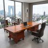 Bespoke Live Edge Tang Single Slab Executive Desk & Table IV | Communal Table in Tables by Dynasty Artisan. Item made of wood works with minimalism & contemporary style