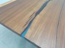 Dining Table Ting Epoxy Resin Solid Wood 39" x 94" | Tables by Holzsch. Item composed of maple wood & brass compatible with minimalism and modern style