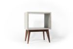 Concrete Cube & Long Solid Wood Legs End Table | Tables by Curly Woods. Item composed of maple wood and concrete in mid century modern or modern style