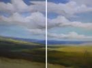 Sunny Diptych | Oil And Acrylic Painting in Paintings by Caroline Adams. Item composed of canvas and synthetic