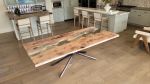 Maple Burl Glass River Table 44x94 | Dining Table in Tables by Lumberlust Designs. Item made of maple wood & steel compatible with eclectic & maximalism and coastal style