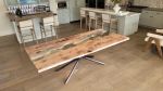 Live Edge Dining Table, Maple Burl Glass River Table 44x94 | Tables by Lumberlust Designs. Item made of maple wood & steel compatible with eclectic & maximalism and coastal style