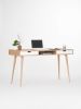 HEIM - Modern oak desk with white drawers and storage, | Tables by Mo Woodwork | Stalowa Wola in Stalowa Wola. Item composed of oak wood compatible with minimalism and mid century modern style