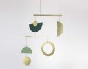 Canopy Mobile in Green and Polished Brass | Sculptures by Circle & Line