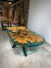 Green Epoxy Resin Olive Dining Table | Tables by Gül Natural Furniture. Item made of wood compatible with mid century modern and contemporary style