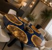 Blue Round Epoxy Dining Table, Handmade Resin Table | Tables by Innovative Home Decors. Item made of wood works with country & farmhouse & art deco style