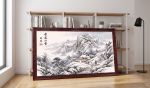Hand-Painted Winter Landscape Traditional Chinese Silk Art I | Oil And Acrylic Painting in Paintings by Dynasty Artisan. Item made of wood with glass works with contemporary & eclectic & maximalism style
