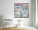 "Listening" | Oil And Acrylic Painting in Paintings by Shirly Maimom Art. Item composed of canvas and synthetic