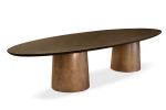Benone Twin-Pedestal Oval Dining Table, by Costantini Design | Tables by Costantini Design. Item made of wood & bronze