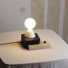 Block Table Lamp — Reclaimed Barn Beam & Limestone | Lamps by Gabor Gobi. Item composed of wood and marble