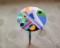 Round Colorful Eclectic Resin Side Coffee Table | Tables by Epoxy Coffee Table Shop. Item composed of wood in boho or contemporary style