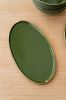 Handmade Oval Porcelain Serving Platter with Gold Rim. Green | Serveware by Creating Comfort Lab | New York in New York. Item made of ceramic