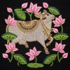 Hindu God Kamdhenu Cow Wall Art | Embroidery in Wall Hangings by MagicSimSim | Sheraton New Delhi Hotel in New Delhi. Item compatible with art deco style