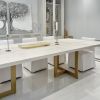 Cashmere White Brass Trio Table | Dining Table in Tables by YJ Interiors. Item composed of oak wood and brass in contemporary or eclectic & maximalism style