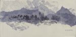 Small Blue Mountains in Washi | Oil And Acrylic Painting in Paintings by Jan Sullivan Fowler. Item made of paper & synthetic