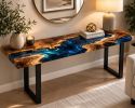 Epoxy Console Table, Wooden Resin Console Table Top | Tables by Handmade d. Item made of wood works with boho & country & farmhouse style