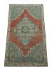 Vintage Turkish Rug in Red with Blue and White Floral | Area Rug in Rugs by Rug and Kilim