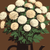 Coffee pot and chrysanthemums | Prints in Paintings by Paul Manwaring Fine Art Prints. Item made of paper compatible with contemporary and modern style