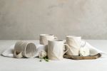 TWO Large Handformed Pottery White Coffee Mugs | Drinkware by ShellyClayspot. Item made of stoneware works with modern & rustic style