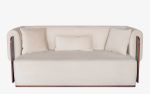 Baika Beige Velvet and Wood Detailed Triple Sofa | Couches & Sofas by LAGU. Item composed of wood and fabric