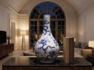 Museum Grade Handmade Blue White Nine-Dragon Vase | Vases & Vessels by Dynasty Artisan. Item composed of ceramic compatible with contemporary and eclectic & maximalism style