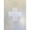 Minimalist Swiss Cross White Parchment Painting | Oil And Acrylic Painting in Paintings by Jennifer Solt Fine Art. Item made of canvas with synthetic works with minimalism & contemporary style