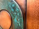 Abstract Geometric Copper Wall Sculpture with Verdigris | Wall Hangings by Element 29 Metalcraft. Item made of copper works with contemporary & art deco style