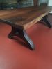 Live Edge Single Thread Machine Base Dining Table | Tables by Rusticana Furniture. Item made of walnut with steel