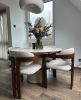 Round Travertine Dining Table - Custom Round Kitchen Table | Tables by TigerWoodAtelier. Item made of metal & marble compatible with minimalism and mid century modern style