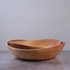 17" Handcrafted Wave Wooden Salad & Serving Bowl | Serveware by TerraKlay. Item made of wood works with contemporary & rustic style