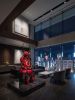 Red Taurus Crimson Iron Samurai Armor Wearable Art | Sculptures by Dynasty Artisan. Item composed of metal & leather compatible with contemporary and japandi style