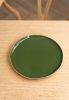 Handmade Porcelain Dinner Plates With Gold Rim. Green | Dinnerware by Creating Comfort Lab. Item made of ceramic