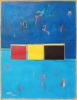 Blue composition III | Oil And Acrylic Painting in Paintings by Luis Medina. Item composed of paper in minimalism or contemporary style