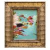 Blue "Petals" Oil Painting in Vintage Frame | Oil And Acrylic Painting in Paintings by Suzanne Nicoll Studio. Item composed of wood in boho or contemporary style
