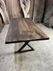 Brown Walnut Table - Live Edge - Slab Table- Dining Table | Tables by TigerWoodAtelier. Item made of walnut works with minimalism & art deco style