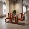 Royal Crimson Flamewood Ming Horseshoe Chair Trio Set | Armchair in Chairs by Dynasty Artisan. Item made of wood works with contemporary & eclectic & maximalism style
