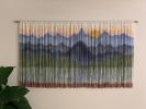GLACIER SUNSET Mountain Art, Textile Wall Hanging | Macrame Wall Hanging in Wall Hangings by Wallflowers Hanging Art. Item composed of oak wood and wool in boho or contemporary style