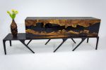 Handmade Olive Epoxy Sideboard, Epoxy Console, Credenza | Storage by Tinella Collection. Item made of wood works with minimalism & contemporary style