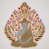 Buddha Meditating Wall Art For Zen | Embroidery in Wall Hangings by MagicSimSim. Item made of fabric with fiber works with art deco & asian style