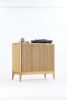 TONN Tall Record player stand, vinyl record storage oak wood | Media Console in Storage by Mo Woodwork | Stalowa Wola in Stalowa Wola. Item composed of oak wood in minimalism or mid century modern style